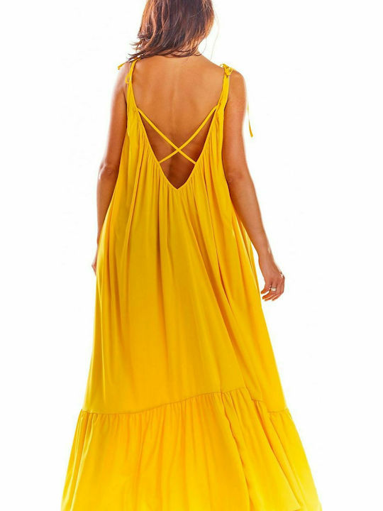 Awama Sommer Maxi Kleid Gelb