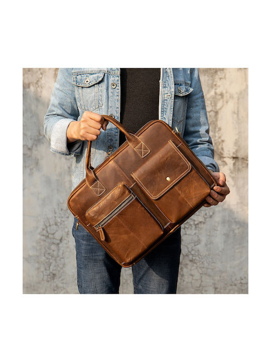 Leder Herrentasche Geldbörse Braun