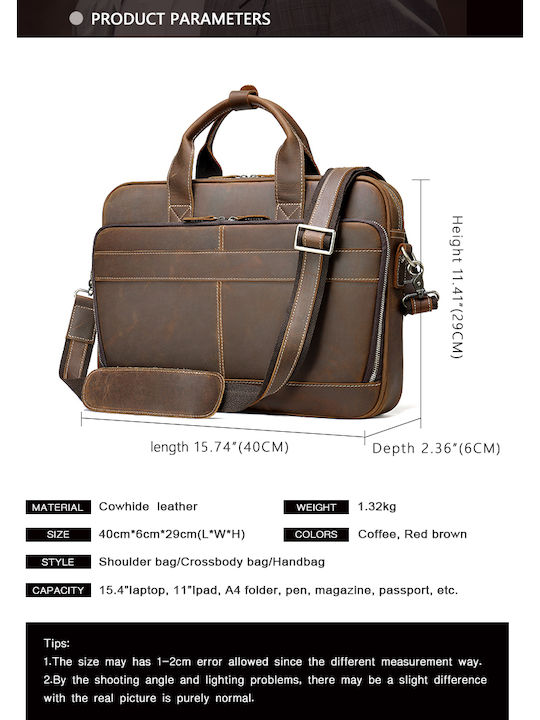 Leather Men's Briefcase Brown
