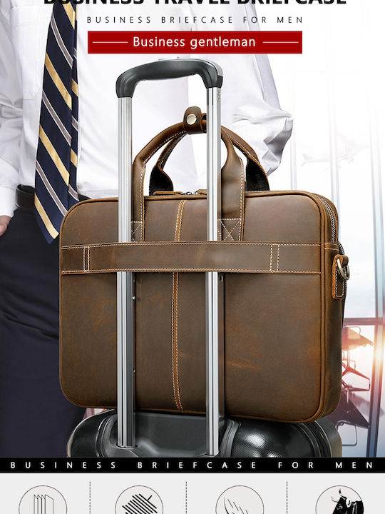 Leather Men's Briefcase Brown