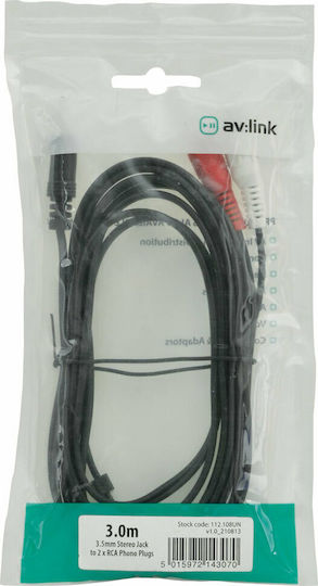 AvLink Audio Cable 3.5mm Male - RCA Male Black Length 3m 112.108UK