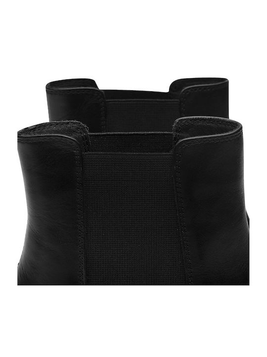 Damiana E Leather Women's Chelsea Boots with Medium Heel Black
