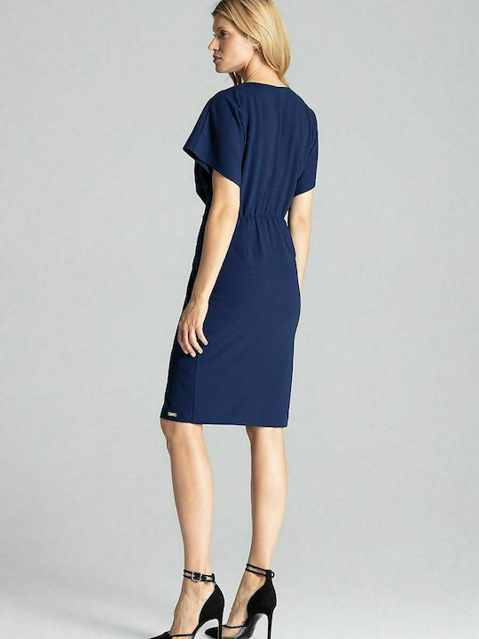 Figl M687 Midi Dress Short Sleeve Navy Blue 138293