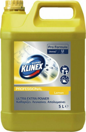 Klinex Επαγγελματική Ultra Extra Power Παχύρρευστη Χλωρίνη με Άρωμα Lemon 5lt
