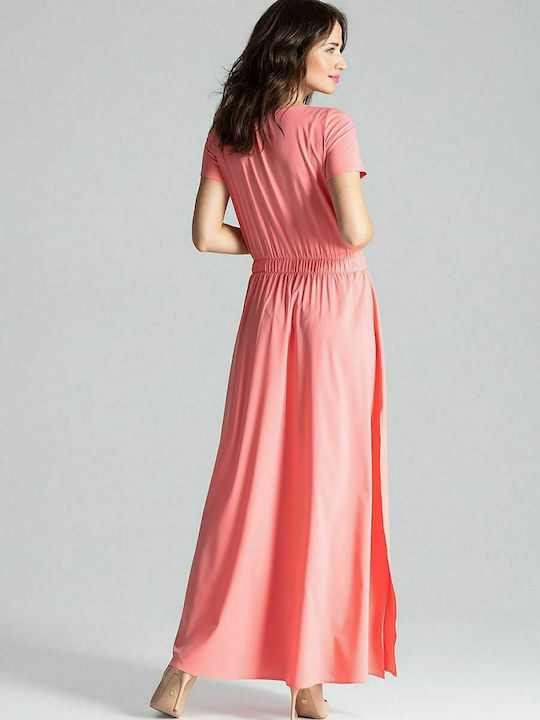 Lenitif L042 Sommer Maxi Kleid Rosa