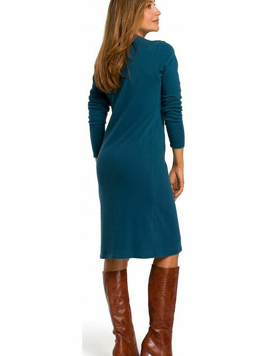 Stylove All Day 3/4 Sleeve Cotton Midi Dress Teal , Regular Fit S178 135266