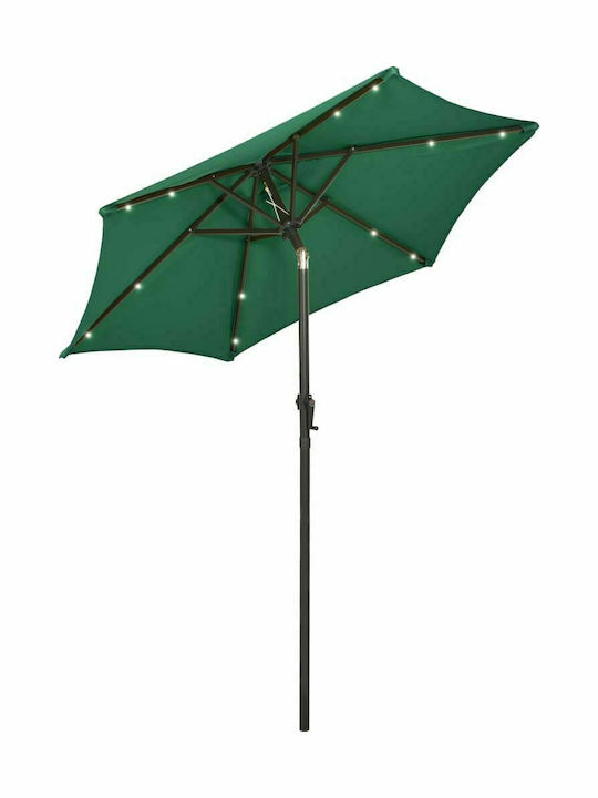 Ομπρέλα Δαπέδου Στρογγυλή Αλουμινίου Πράσινη με Led Φωτισμό Φ2m