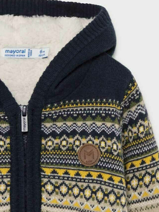 Kinderstrickjacke Baumwolle mit Kapuze Braun