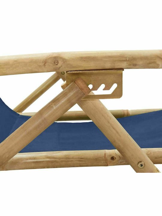 Deckchairs Bamboo with Armrest & Navy Blue Fabric 64x89x71cm