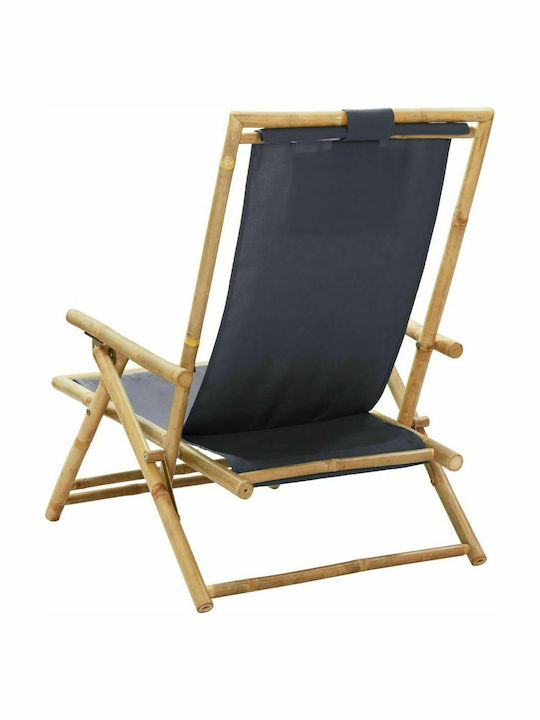Deckchairs Bamboo with Armrest & Gray Fabric 64x89x71cm
