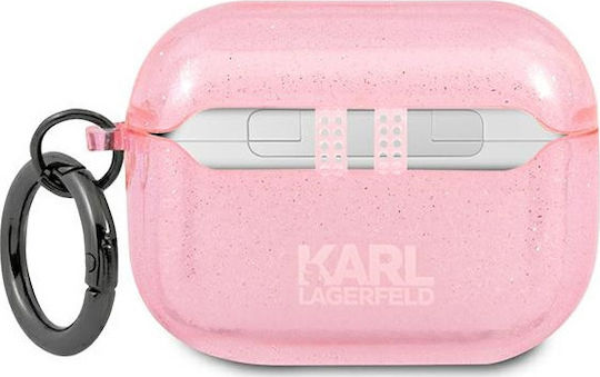 Karl Lagerfeld Glitter Choupette Silicone Case with Keychain Pink for Apple AirPods Pro