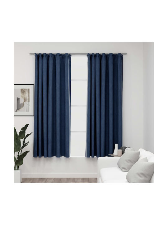 vidaXL Curtain Blackout with Pencil Pleat Blue 140x175cm