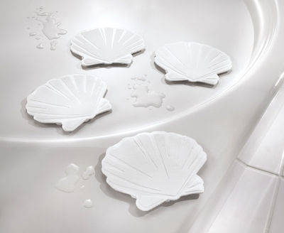 Kleine Wolke Snow Bathtub Mats Seashell with Suction Cups White 11x11cm 6pcs
