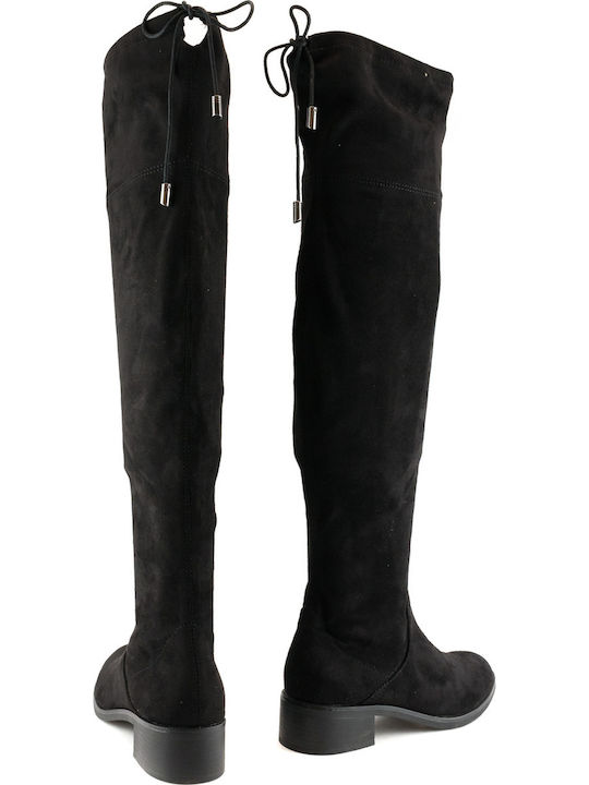 Wildleder Damenstiefel Über dem Knie Schwarz