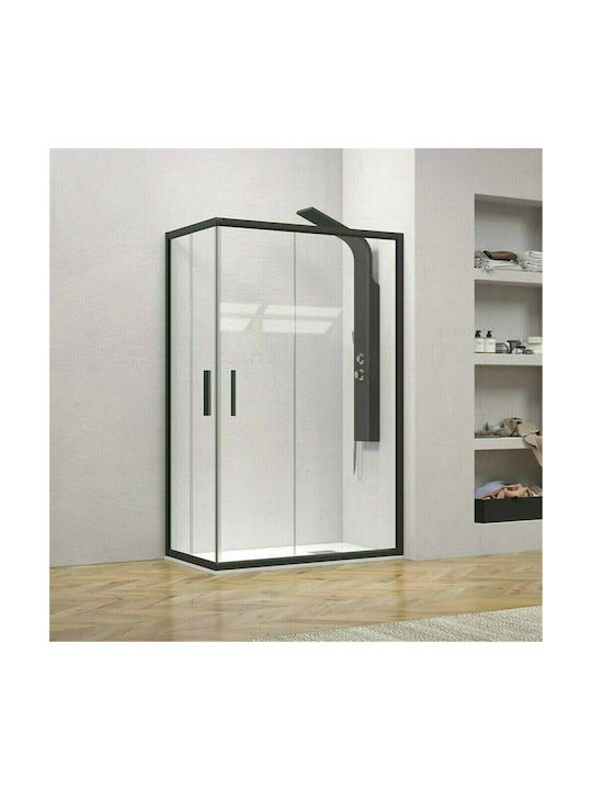 Karag Efe 100 NR-10 Καμπίνα Ντουζιέρας με Συρόμενη Πόρτα 90x110x190cm Clear Glass Nero