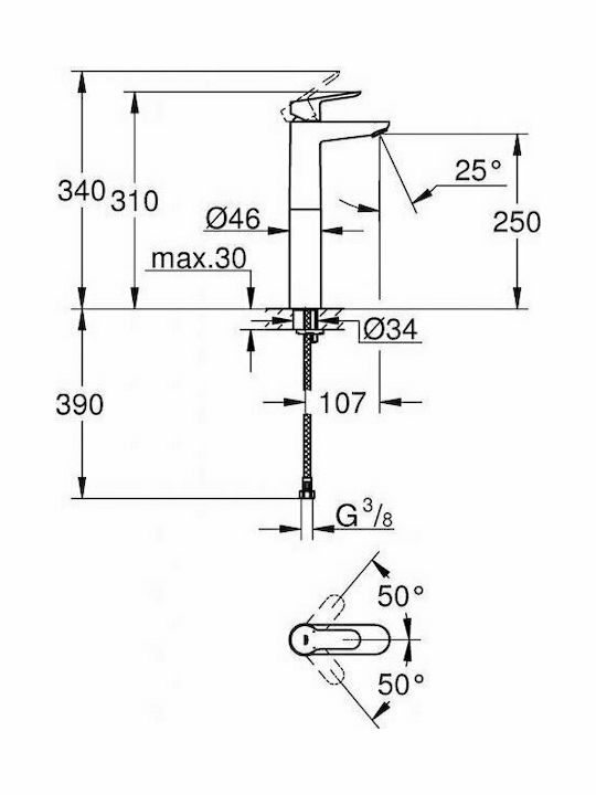 Grohe Bauedge XL Mixing Tall Sink Faucet Silver