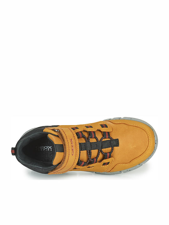 Flexyper ABX Παιδικά Sneakers High Ανατομικά με Σκρατς Καφέ