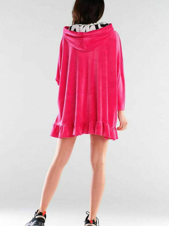 Awama Mini Dress with Hood Fuchsia