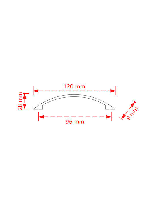 Viobrass 136 Λαβή Επίπλου από Μέταλλο Μαύρο Ματ 120mm (Απόσταση Κέντρων 96mm) 136