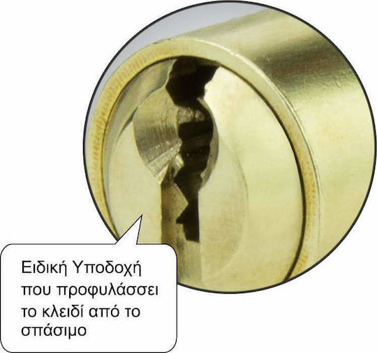 Hugo Locks Κύλινδρος Κλειδαριάς Ασφαλείας GR2.5S 56mm (28-28) με 3 Κλειδιά Χρυσός
