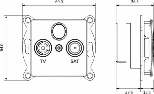 Aca Prime TV and Satellite Antenna Socket Terminal in Silver color 1000114203