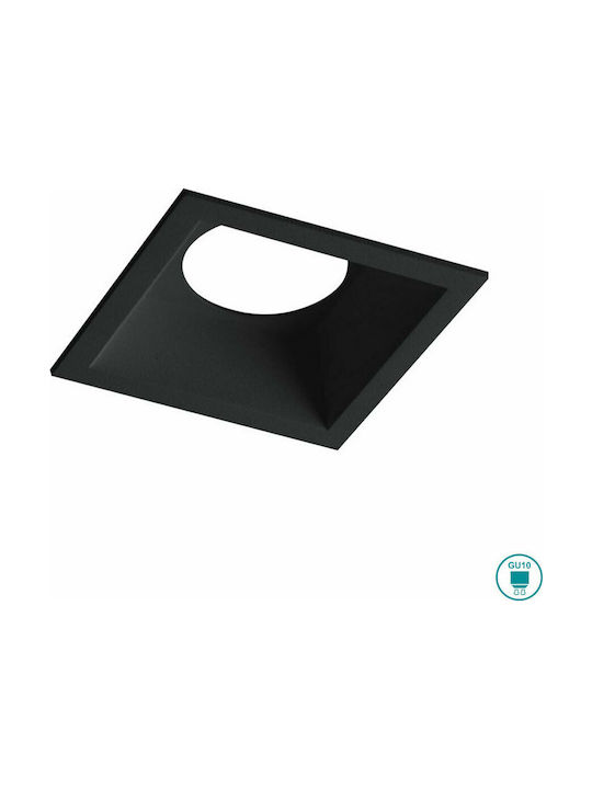 Fan Europe Ayris-Q NER Square Metallic Frame for Spot GU10 Black 10x10cm. 1pcs