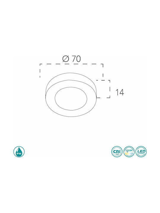 Fan Europe Zenit-5w Round Metallic Ceiling Spot with Built-in LED and Warm White Light Gold 2.5x2.5cm