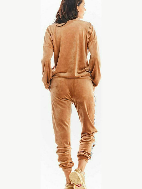 Awama Damen-Sweatpants Jogger Beige Samt