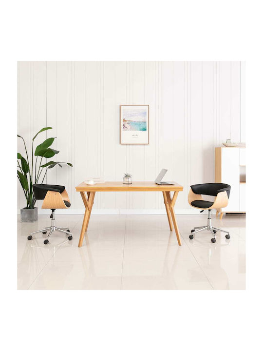 Rotating Armchair Visitor with Wheels in Black Color 59.5x58x66cm 2pcs