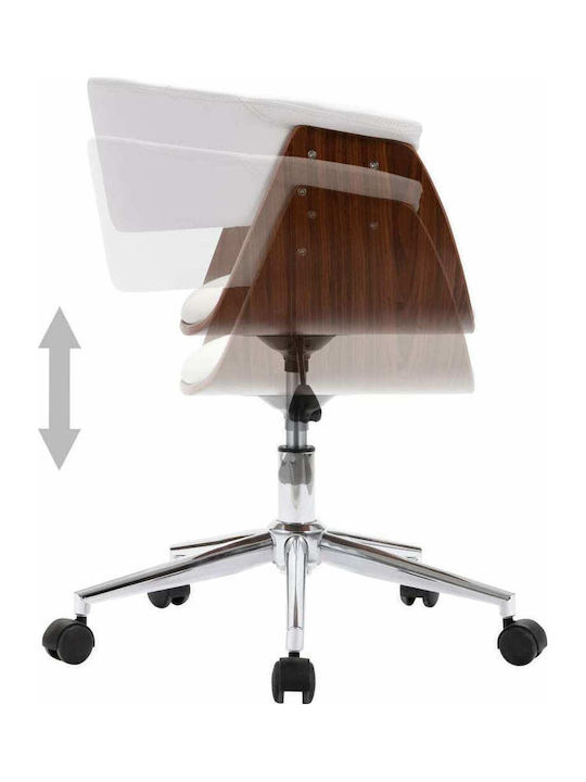 Rotating Armchair Visitor with Arms & Wheels in White Color 59.5x58x66cm 2pcs