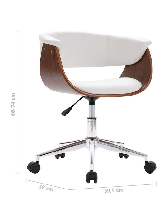 Rotating Armchair Visitor with Arms & Wheels in White Color 59.5x58x66cm 2pcs