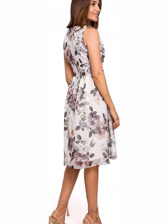 Stylove Summer All Day Short Sleeve Wrap Mini Dress with V Neck White Floral S225 144836