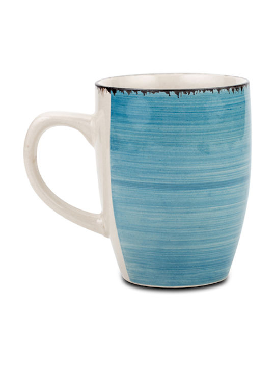 Nava Lines Ceramic Cup Faded Blue 350ml