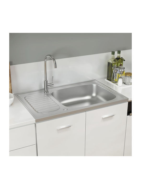 vidaXL Ένθετος Νεροχύτης Inox Μ80xΠ50cm Ασημί