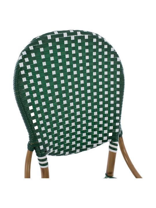 Outdoor-Stuhl Rattan Bamboo Look Green / White 47x55x98εκ.