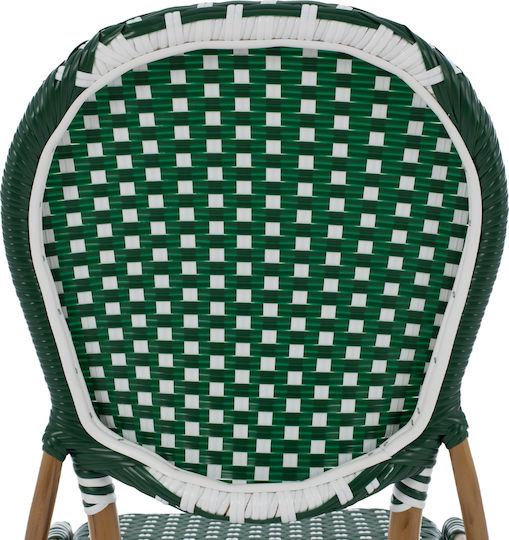 Καρέκλα Εξωτερικού Χώρου Rattan Bamboo Look Πράσινο / Λευκό 47x55x98εκ.