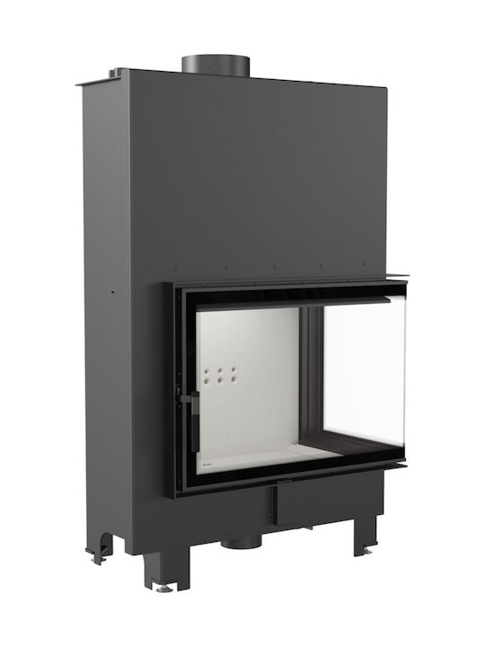Kratki MBA PW 17 P BS W Ενεργειακό Τζάκι Ξύλου Καλοριφέρ 17kW Δεξιά Γωνία με Ανοιγόμενη Πόρτα Κλειστού Δοχείου Black