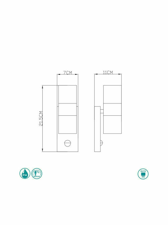 Globo Lighting Style Επιτοίχιο Εξωτερικό Σποτ GU10 IP44 Διπλής Δέσμης