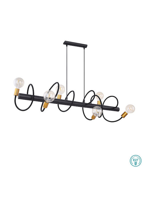 Globo Lighting Eddy Suspendat Candelabru Calea ferată pentru 6 Becuri E27 Aur