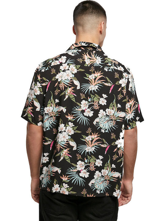 Κοντομάνικο Πουκάμισο σε Κανονική Γραμμή Floral Black Tropical