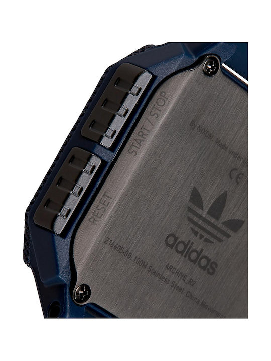 adidas Archive R2 Digital Men's Watch 42mm Chronograph Battery with Blue Rubber Strap