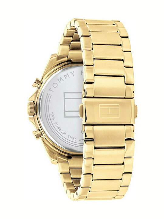 Tommy Hilfiger Baker Men's Watch 44mm Chronograph Battery with Gold Metal Bracelet