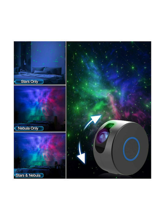 Περιστρεφόμενο Παιδικό Φωτιστικό Projector Aurora Starry Sky με Προβολή Αστεριών Γκρι 17x17x9εκ.
