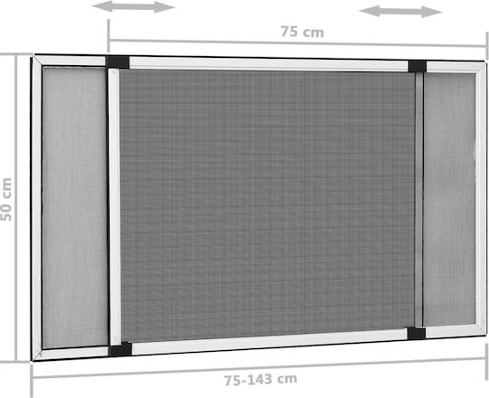 vidaXL Σίτα Παραθύρου Συρόμενη από Fiberglass Μαύρη με Πλαίσιο 50x143cm