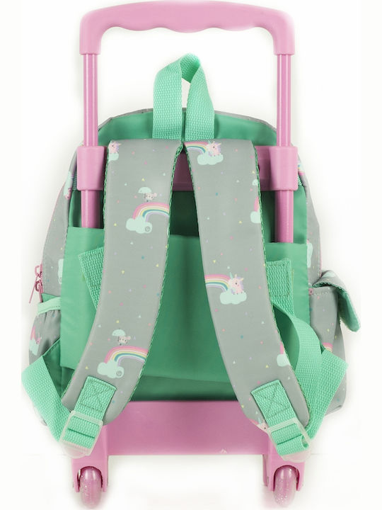 Fisher Price Unicorn School Bag Trolley Kindergarten in Green color 12lt