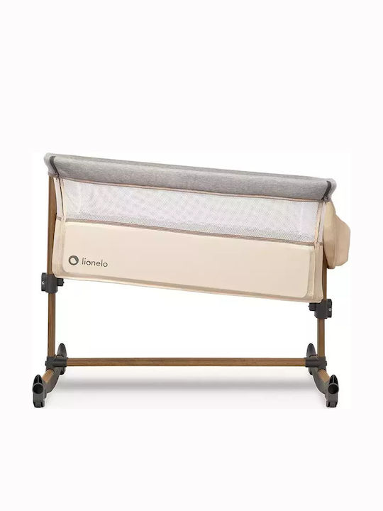 Lionelo Cradle Leonie with Mattress, Side Opening, and Wheels Beige Sand