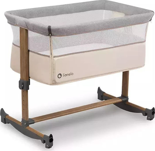 Lionelo Λίκνο Leonie Beige Sand με Στρώμα και Πλαϊνό Άνοιγμα