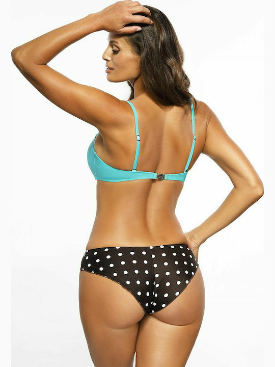 Marko Underwire Bikini Set Bra & Slip Bottom Mint Brown Polka Dot