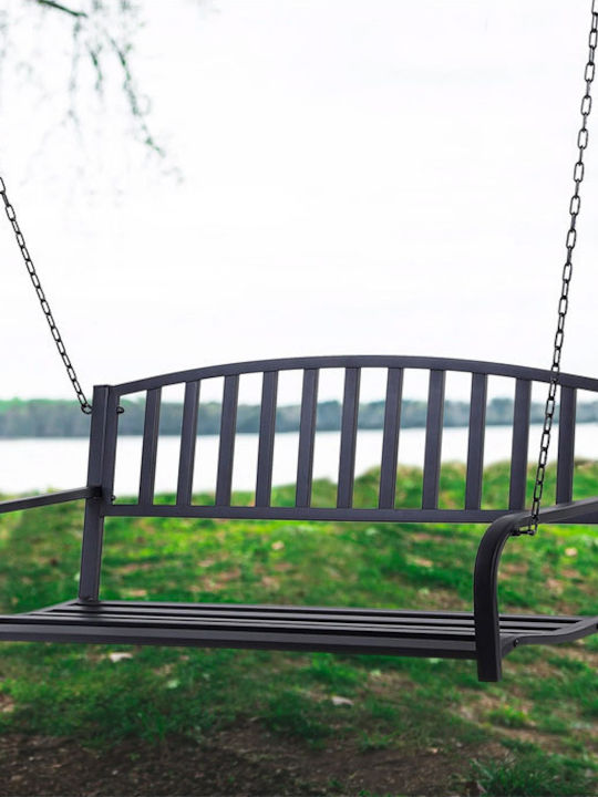 Metallic Swing Black Velvet-Black Metal with 220kg Maximum Weight Capacity L127xW60xH53cm