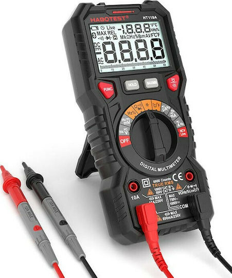 Habotest Digital Multimeter True RMS with AC / DC / Resistance / Capacitance / Temperature Measurement HT118A